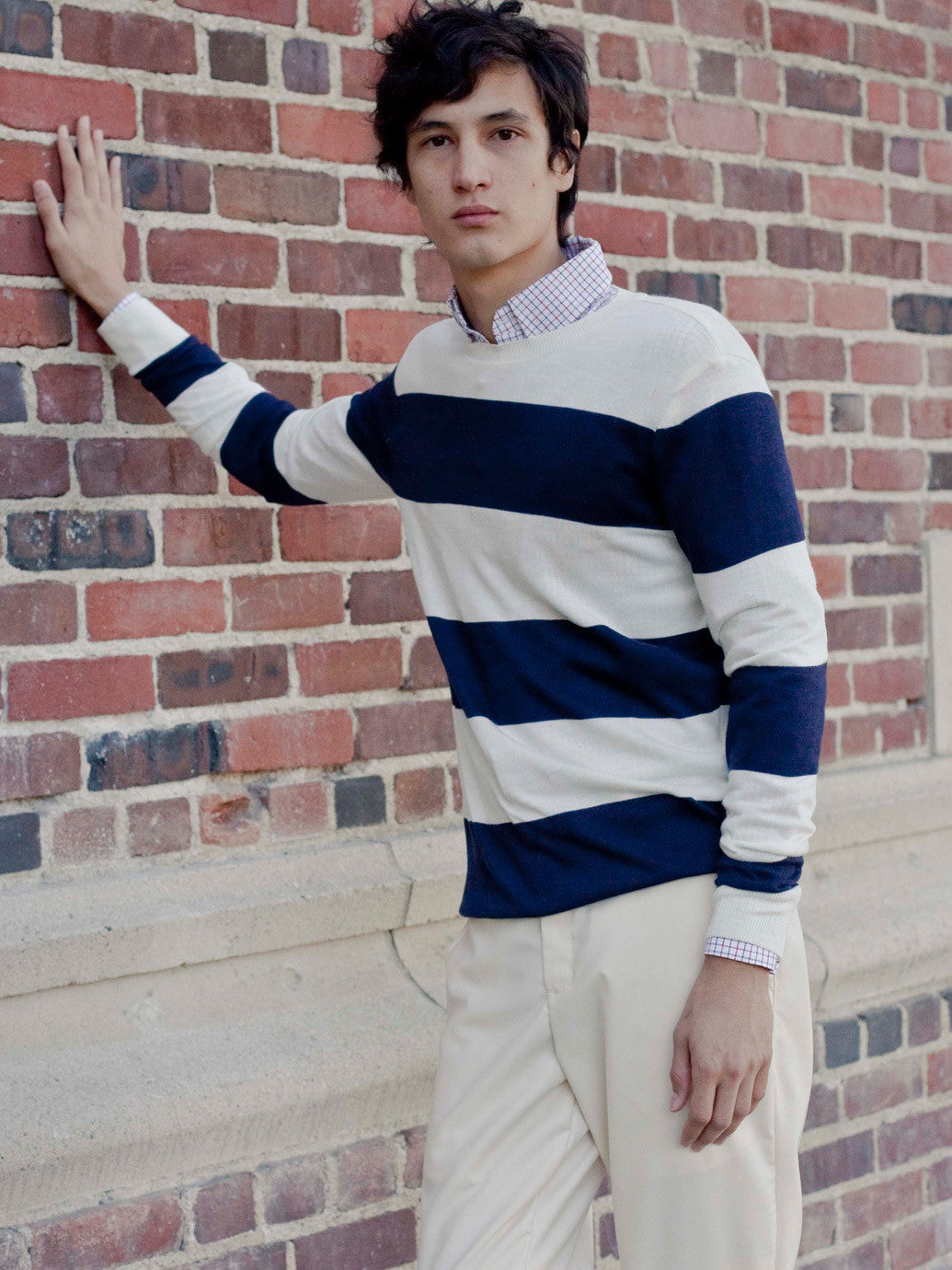 Knit Wide Stripe Sweater Crew Neck