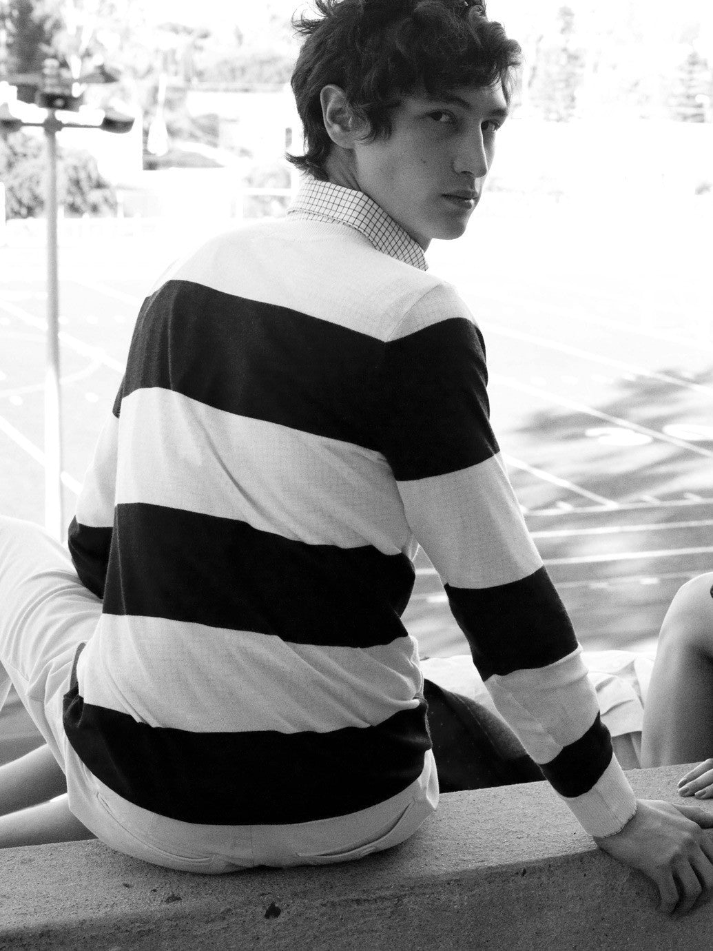 Knit Wide Stripe Sweater Crew Neck