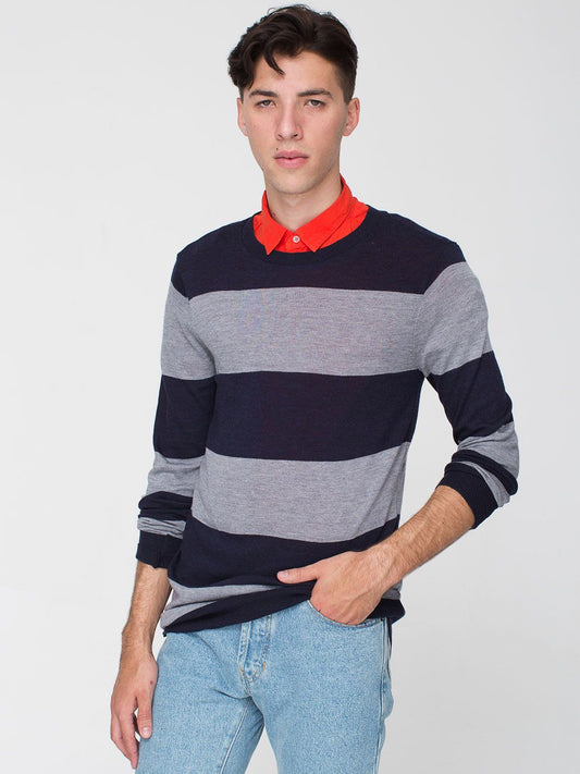 Knit Wide Stripe Sweater Crew Neck